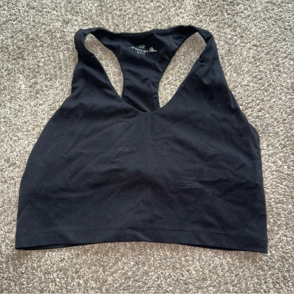 Aerie - Real Me Racerback Longline Sports Bra - Black, Medium - Picture 1 of 3
